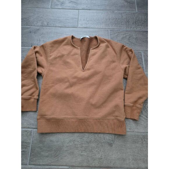 Women's Thakoon Deep V Neck Sweatshirt Color Camel‎ Size Medium - Picture 1 of 8